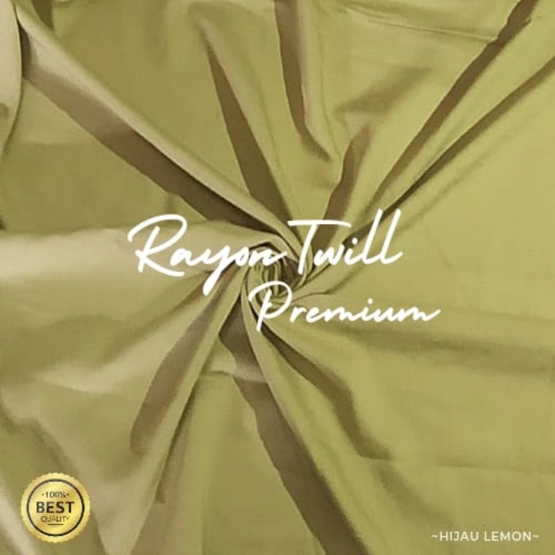 Kain Rayon Twill Premium Warna Hijau Lemon per 0,5 meter