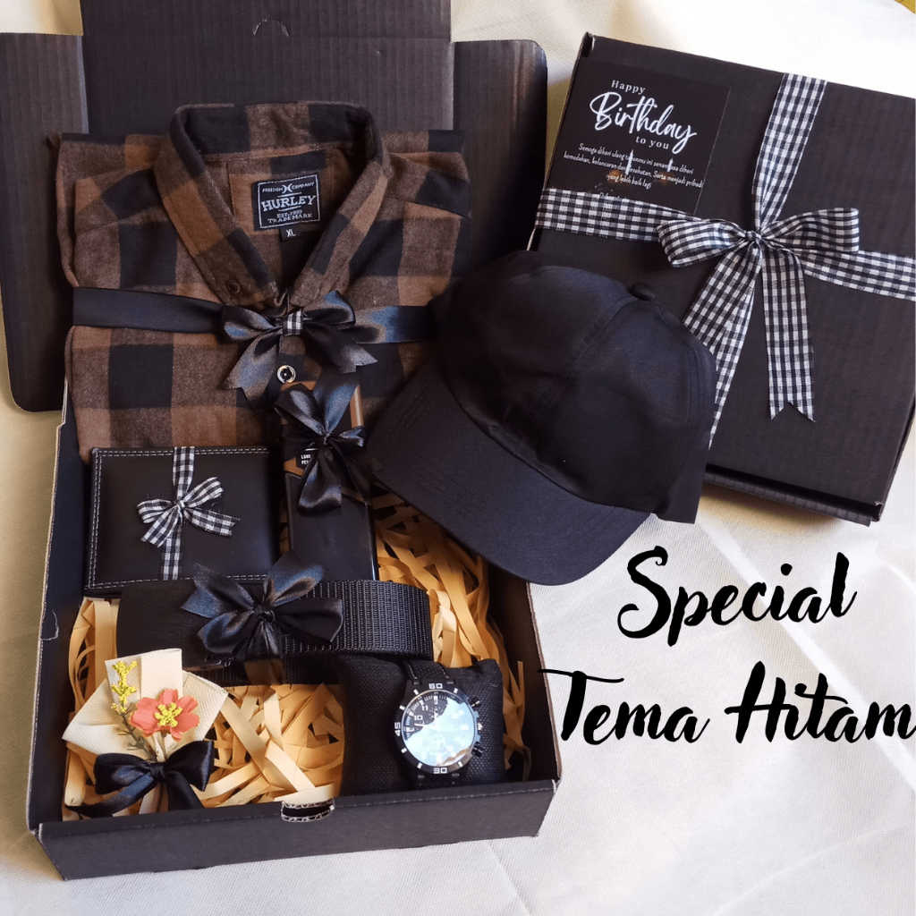 HAMPERS KADO COWOK SPECIAL BLACK THEME KADO ULANG TAHUN/ KADO VALENTINE DAYS/ KADO LEBARAN/ KADO ANNIVERSARY