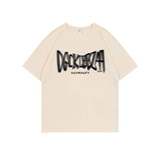 baju kaos wanita/lengan pendek korean style letter graffiti print T-shirt import oversize kaos cream