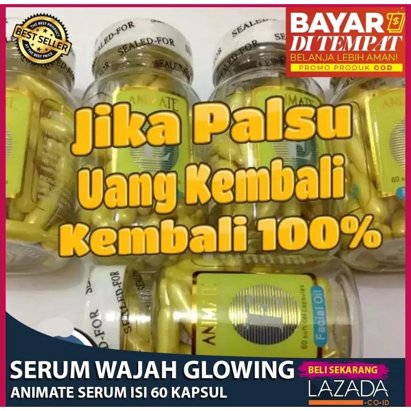 SATU BOTOL !! Serum Animate 60 s Anti Flek Hitam softgel Capsules Facial Essence /Animate /Serum Wajah /100% Original Aman dan Terpercaya/ Serum BPOM /