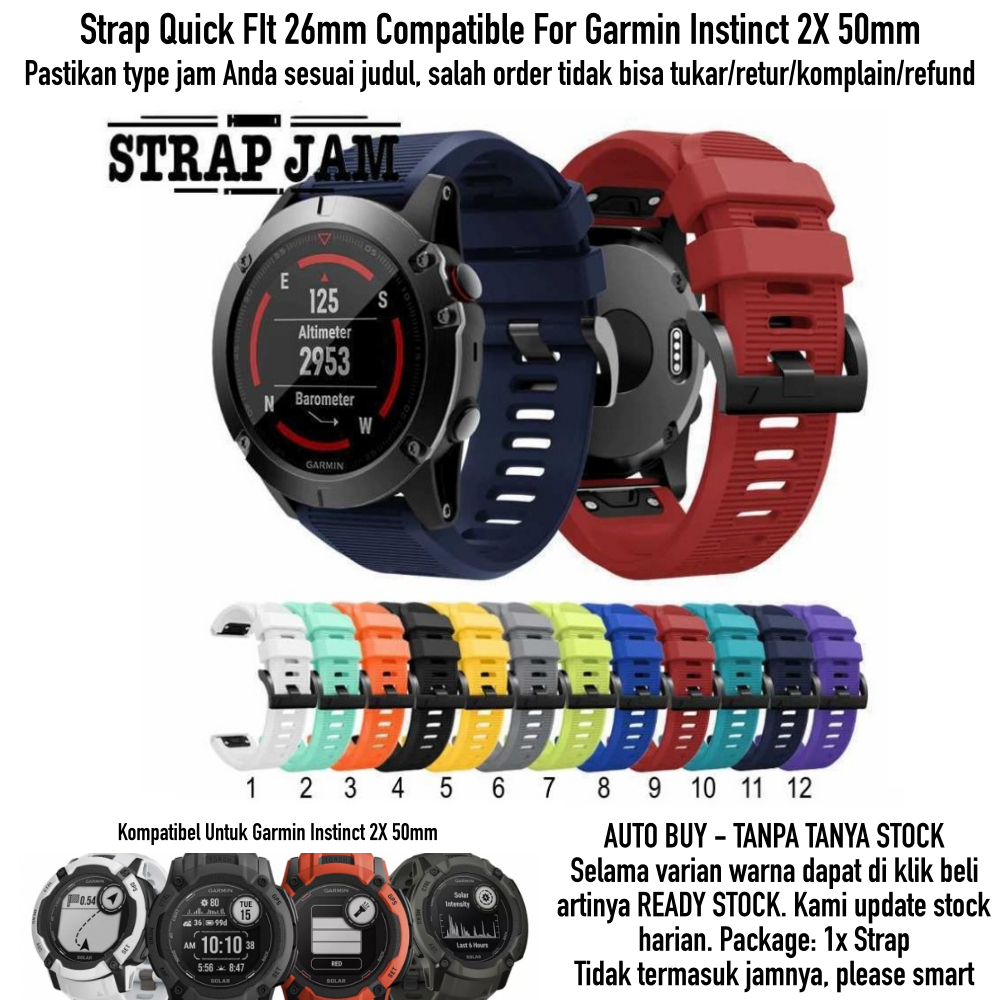 MD2 Tali Jam Tangan Garmin Instinct 2X 50mm - Strap Qucik Fit 26mm Rubber Silikon