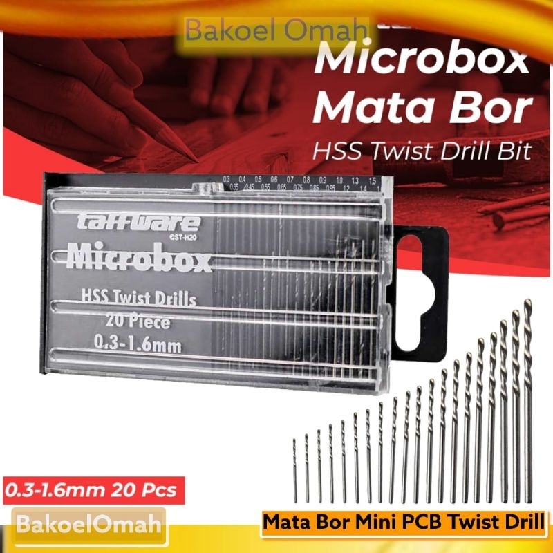 Mata bor hss twist mikrobox set isi 20 mata bor mini pcb hss Mata bor microbox set