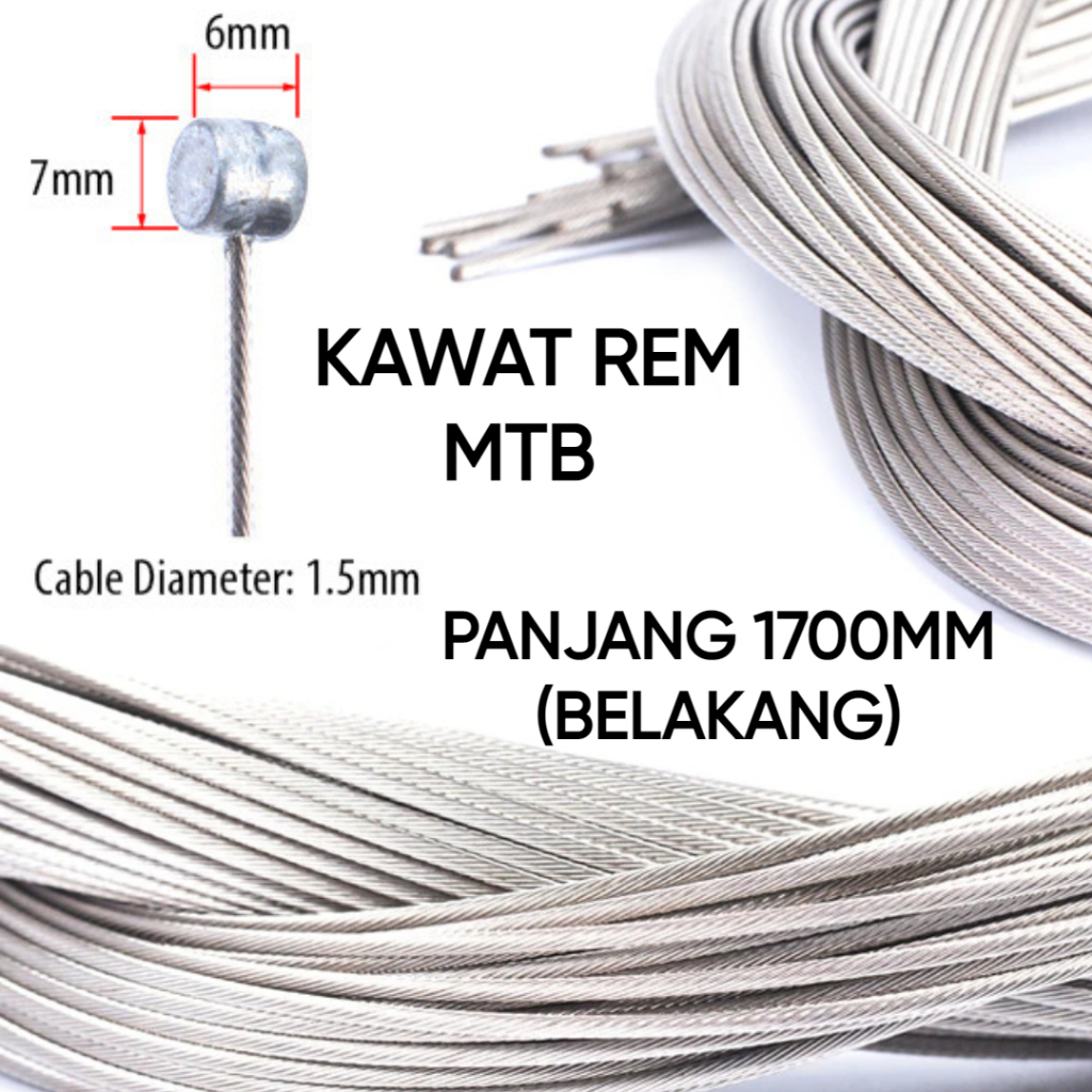 Kawat Inner Rem Brake Sepeda Galvanized Rear 1700MM 1.7 Meter Kabel Sepeda Lipat MTB DLL