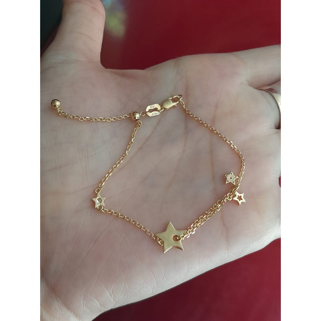 Gelang Tangan Wanita Dewasa Emas Asli Model Serut Bisa Diatur Panjang Pendeknya Gelang Rantai Model 