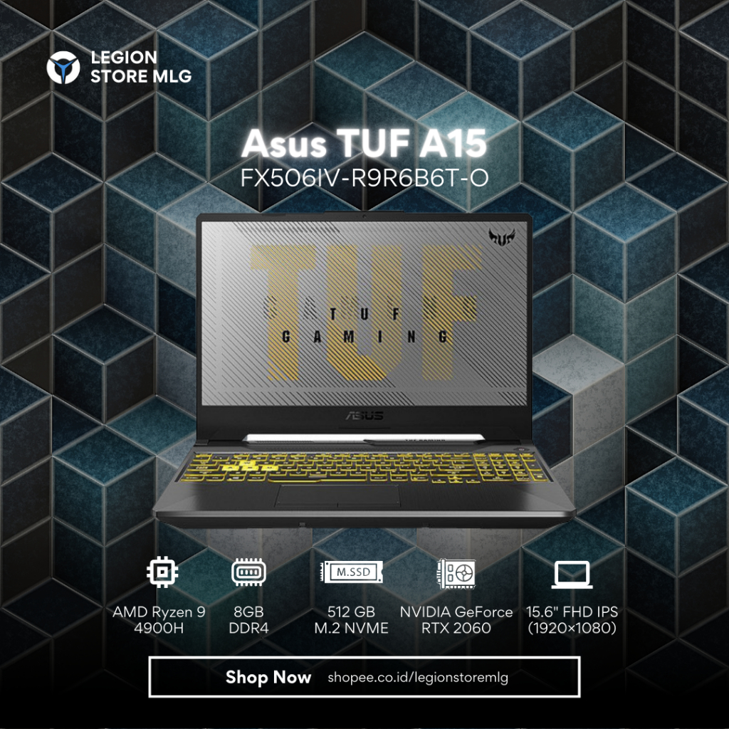 Asus TUF A15 FX506IV-R9R6B6T-O /AMD Ryzen 9-4900H/8GB/512GB/VGA 6GB/15.6″/Win 10 Home+OHS 2019/Fortress Gray