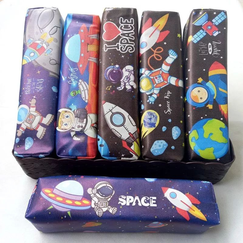 Tempat Pensil Motif Astronot Angkasa Bintang Roket Lucu dan Keren Bahan Cordura