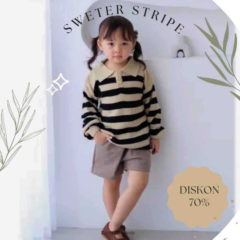 Sweater anak dan dewasa STRIPE rajut premium sweater couple ibu dan anak