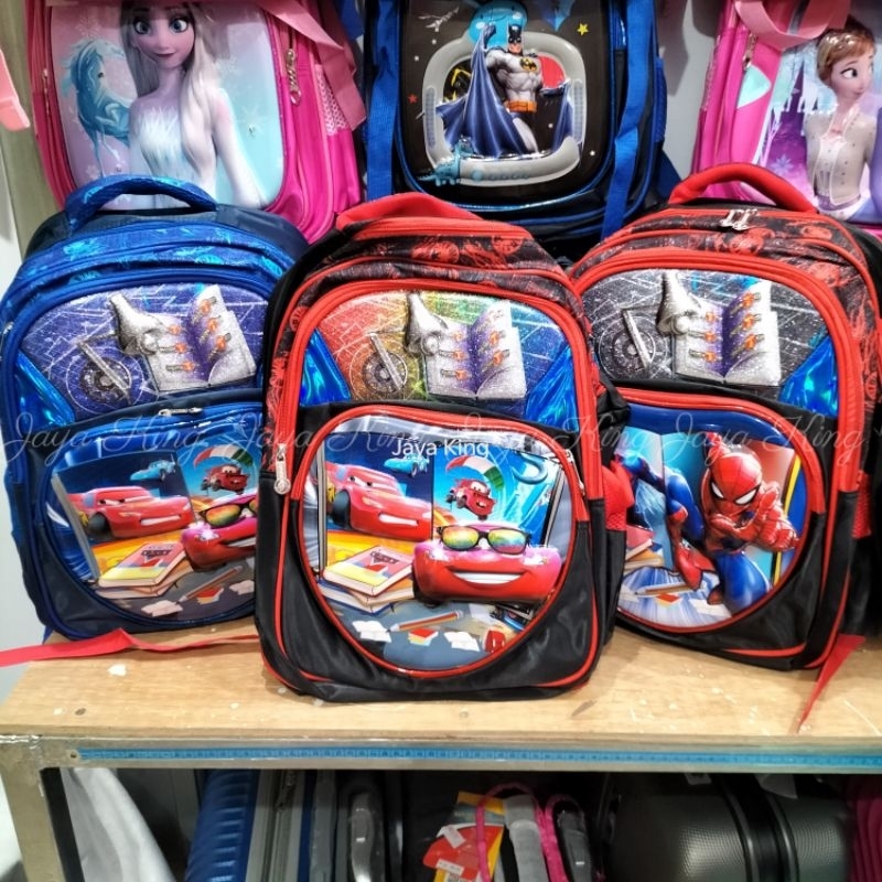 Ransel Batok Import 16 Inch Tas Sekolah Anak Laki Sd Tk Karakter Cars Spiderman