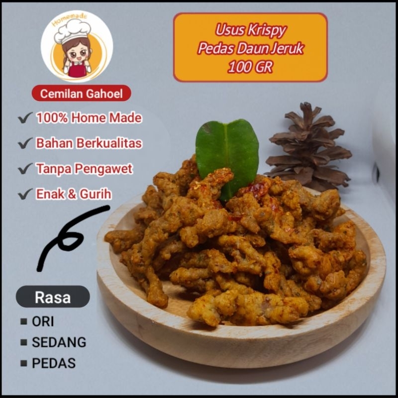 

Cemilan Gahoel Usus Krispy Pedas Daun Jeruk 100 GR Enak Pedas Nampol