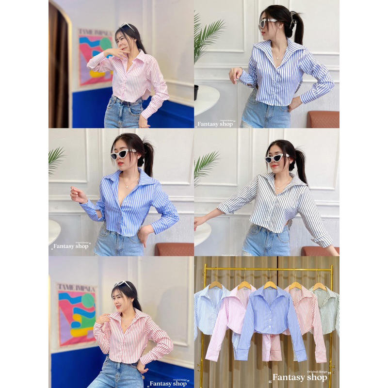 KEMEJA FANTASY SHOP SALUR FASHION WANITA IMPORT BANGKOK CODE F 10