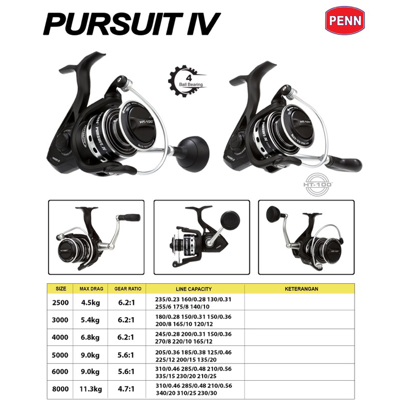 PENN PURSUIT IV 1000 2000 2500 3000 4000 5000 6000 8000 | Spinning Reel SW / Ril Pancing Saltwater P