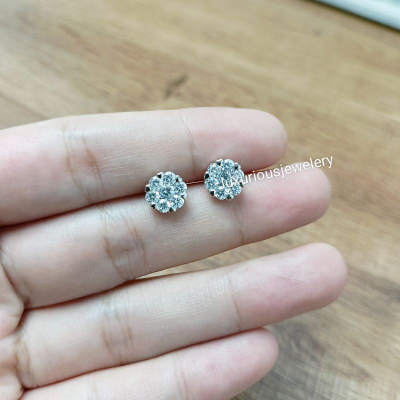 Anting tusuk premium lotus cutting diamond look