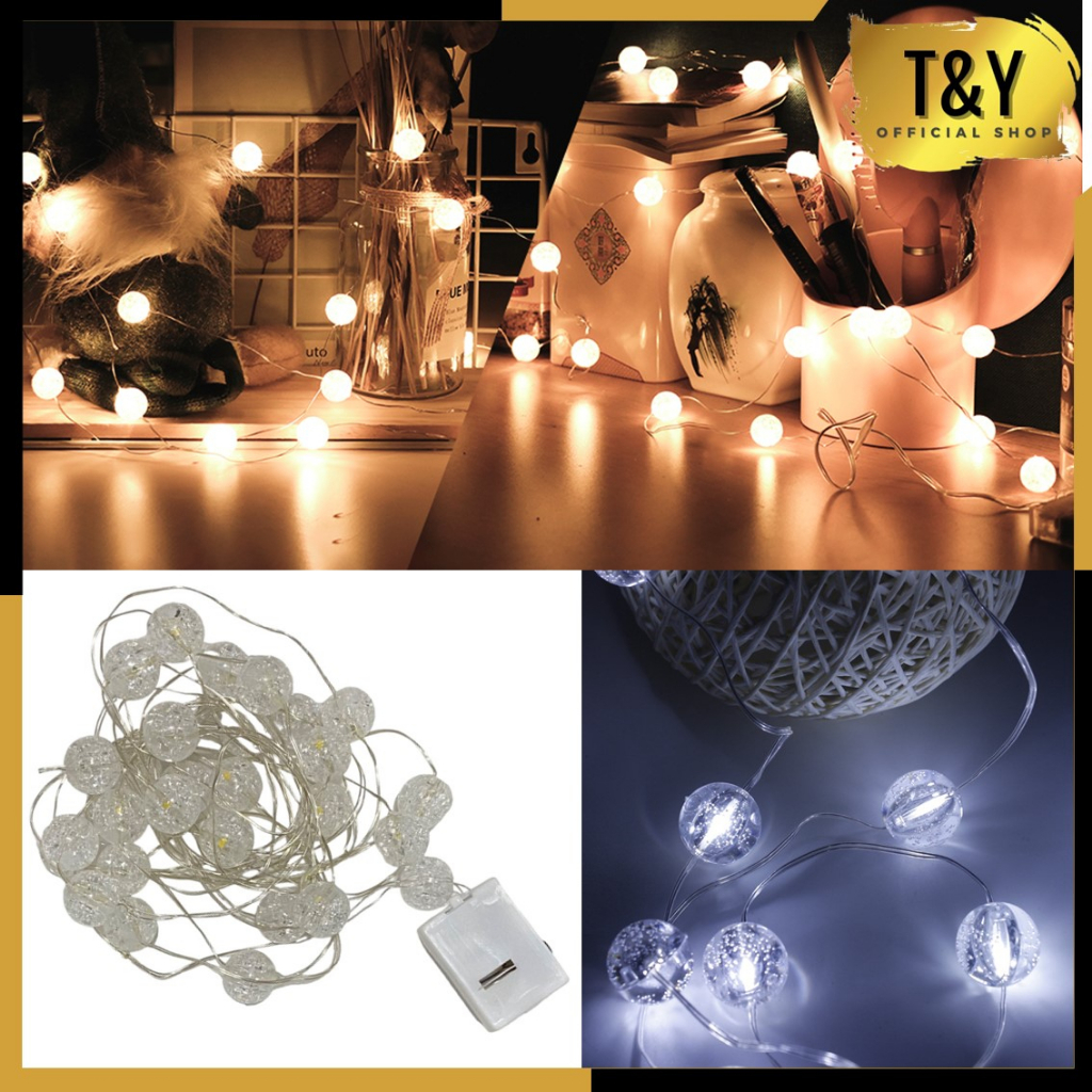 T&amp;Y Tumblr Lampu Bola Led Kawat Mini 1 2 3 Meter Lampu Hias Bulat Dekorasi Bucket Gift Box Bunga Balon Fairy Light Led Bulat Murah Import