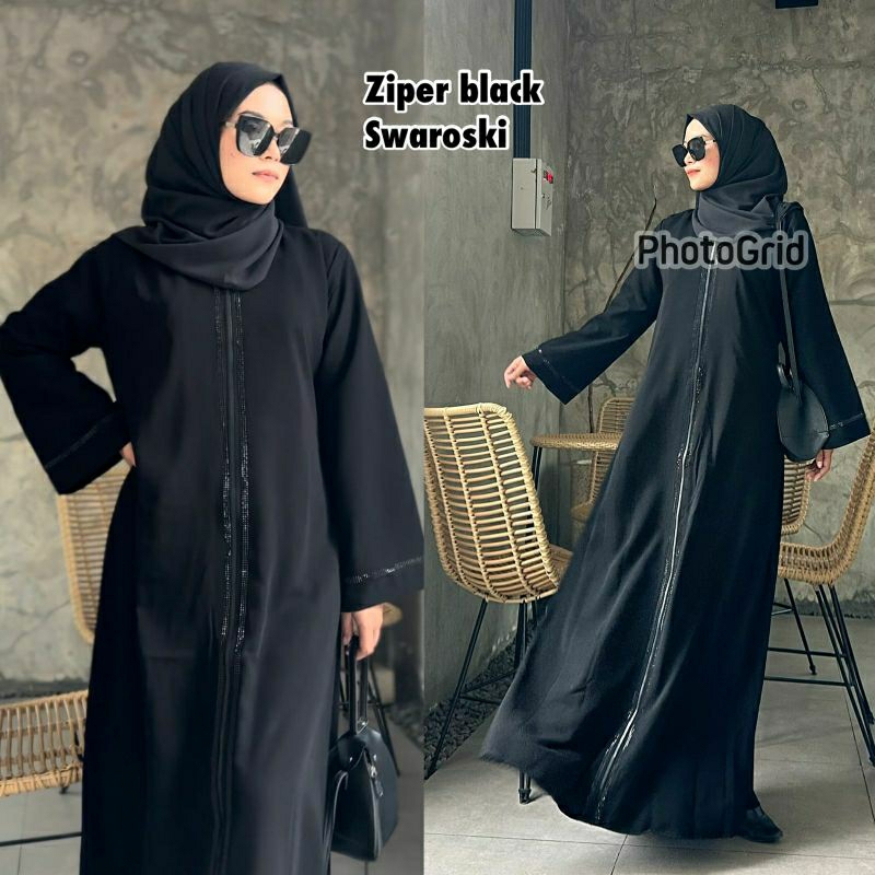 abaya dubai turkey abaya hitam abaya ziper black abaya bordir abaya umroh dres maxi   714