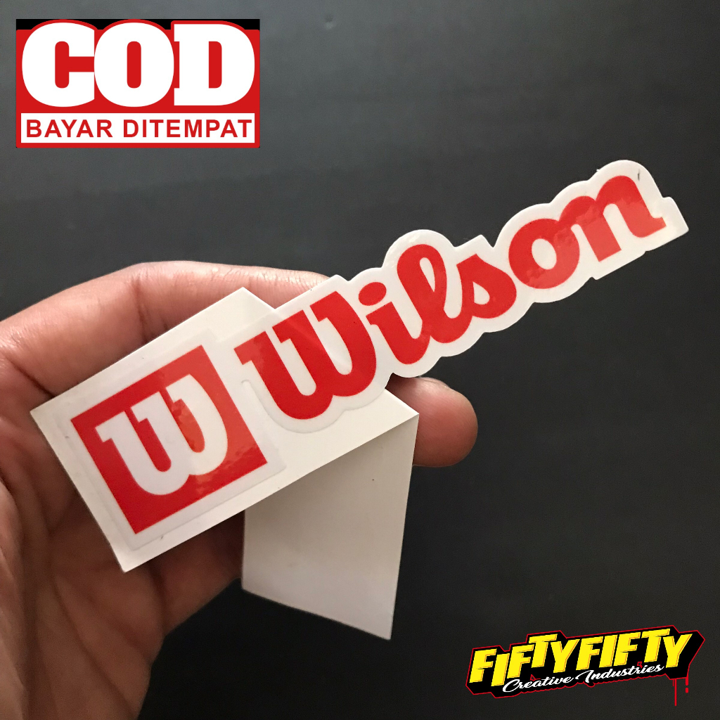 Stiker Print Cut WILSON Stiker Printing Laminasi Glossy Stiker Motor Mobil Helm Sudah Membentuk Pola Desain