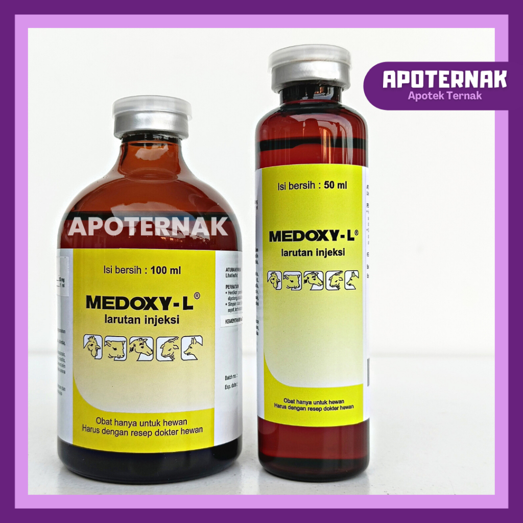 MEDOXY L 100 ml &amp; 50 ml | Obat Injeksi Untuk Ayam Kucing Sapi Domba Kuda Sakit Snot Ngorok CRD Berak Hijau | Medion