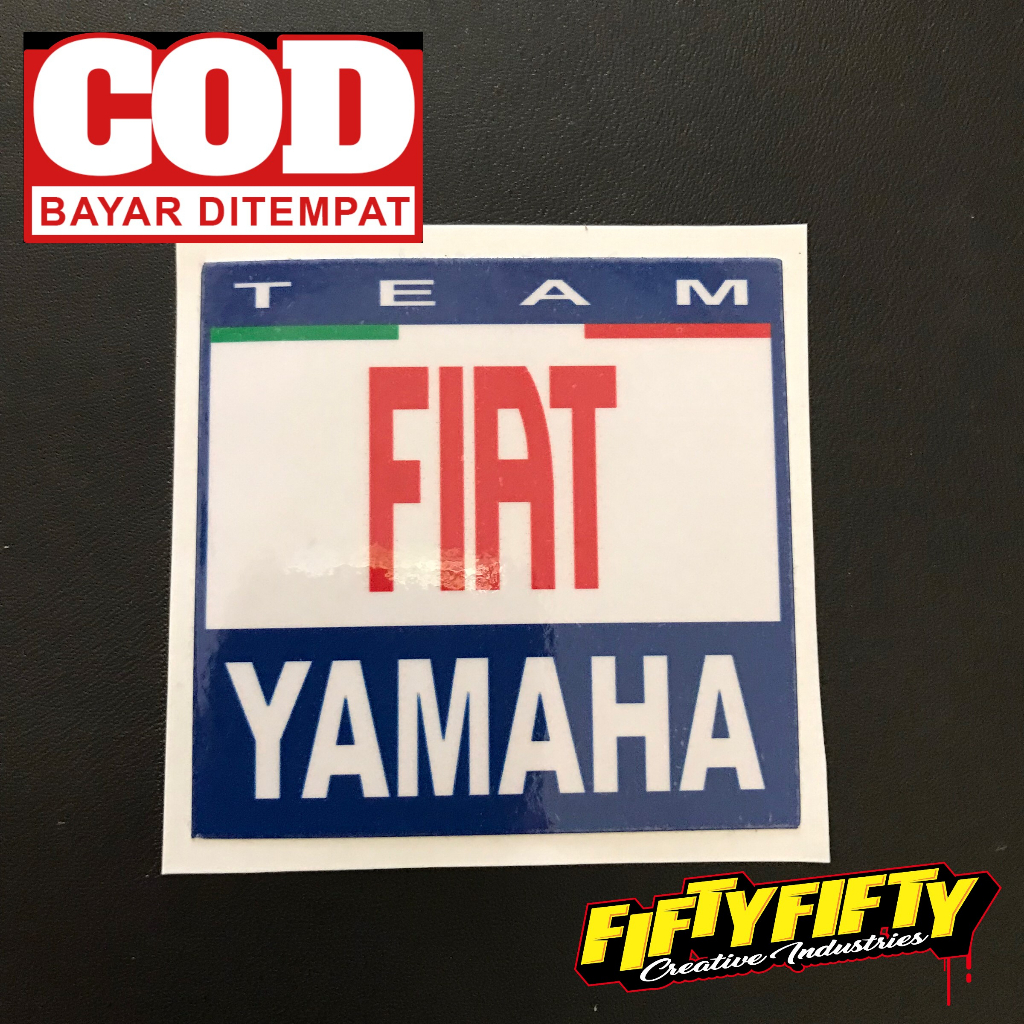 Stiker Print Cut TEAM FIAT YAMAHA Stiker Printing Laminasi Glossy Stiker Motor Mobil Helm Sudah Membentuk Pola Desain