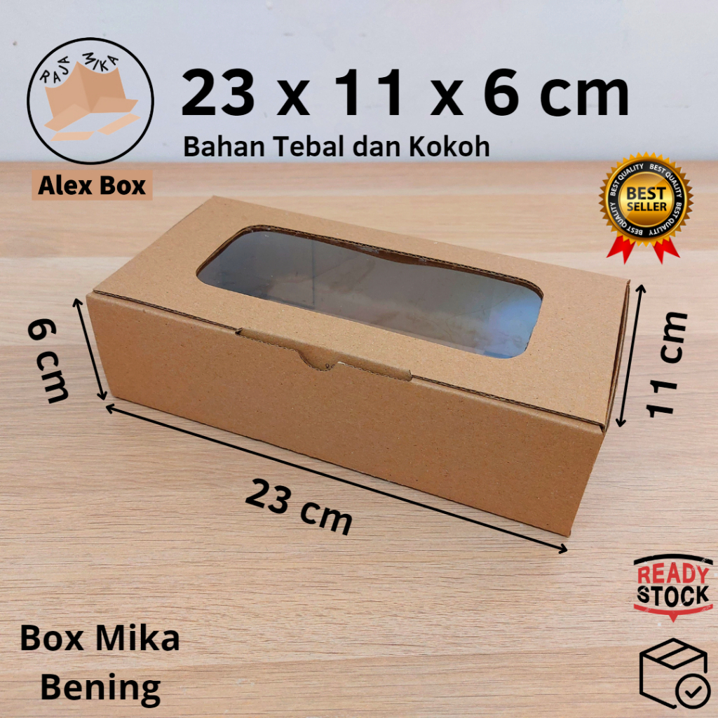 

Kardus Mika 23 x 11 x 6 cm... model diecut, untuk kue hampers dll