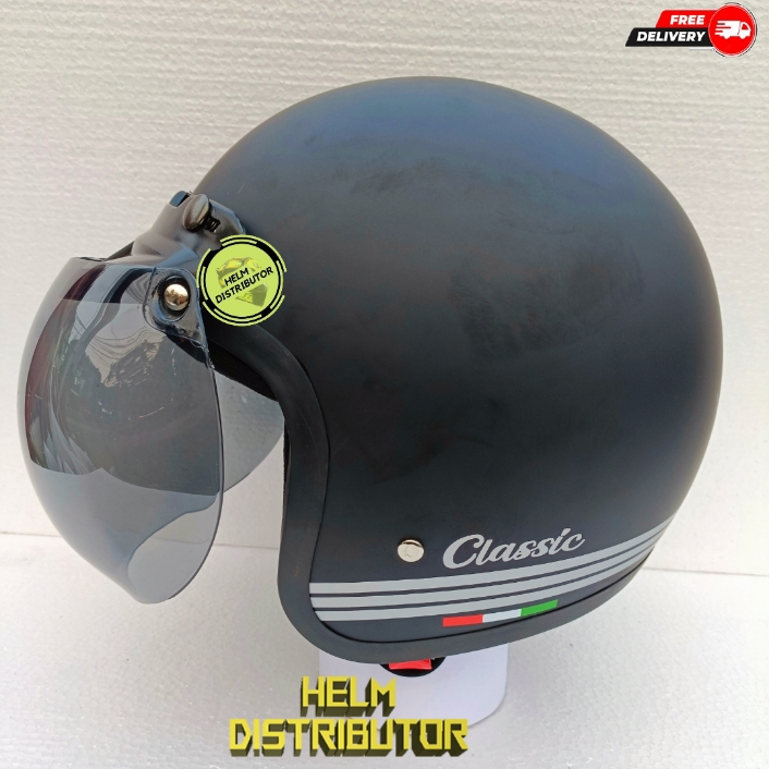 HELM BOGO RETRO CLASSIC, KACA CEMBUNG PELANGI, KACA CEMBUNG SILVER,UNTUK DEWASA PRIA DAN WANITA COD