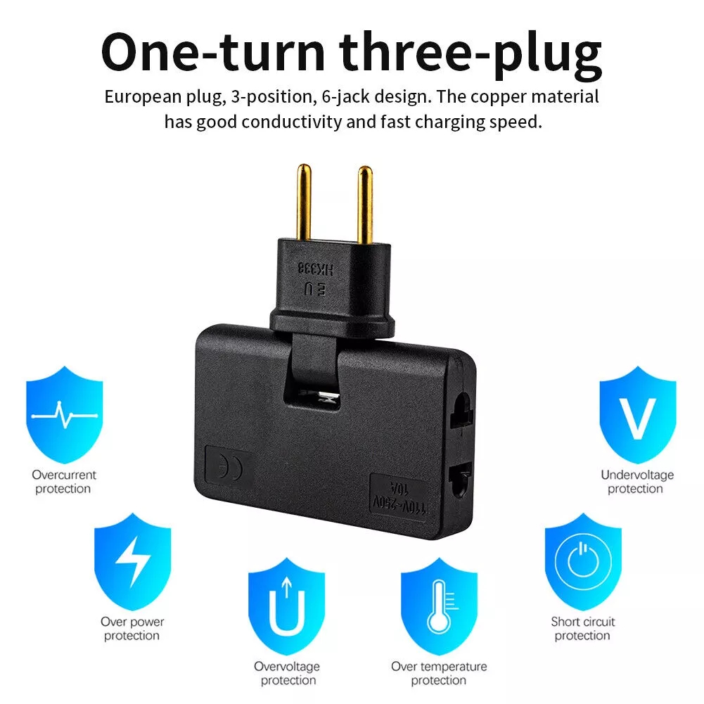 3in1 Power Socket Plug in Colokan Stop kontak Steker Lipat