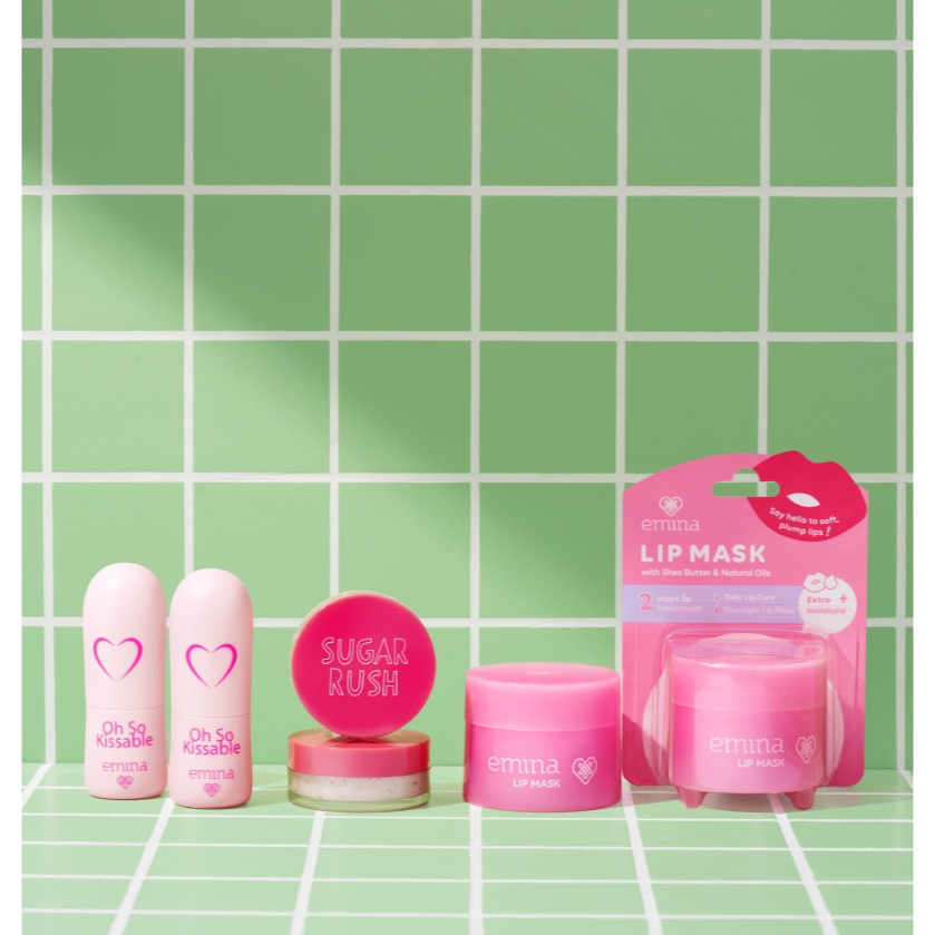 EMINA Sugar Rush Lip Scrub Indonesia / Scrub Bibir 4.2g / Lembut Lembab Mengangkat Sel Kulit Mati Sugar And Apricot Seed / Exfoliating Eksfoliasi Exfo Peeling Peel / Moisturizer Melembabkan Kering / Skincare Lips Care Treatment Perawatan / Cream Gel Mask