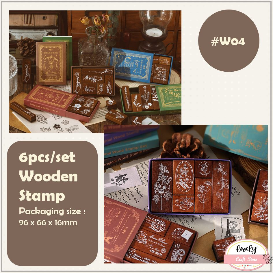 

Lovely | W04 - 6pcs/set DIY Wooden Garden Series Rubber Stamp Stempel Kayu Vintage DIY bullet Journal, Scrapbook, Diary Decoration Stamps