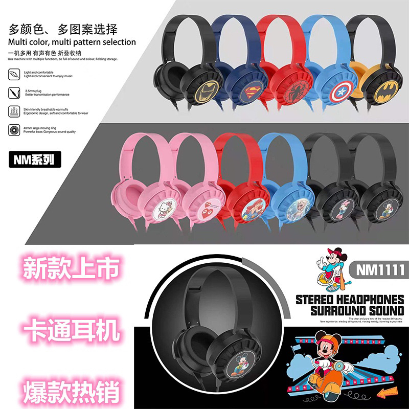 [ SERI NM  ] HEADPHONE HEADSET KARAKTER  SUPER HERO  + MIC