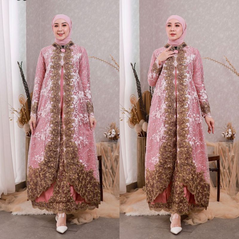 KEBAYA MODERN//UKURAN M-JUMBO(LD 120CM)GAMIS ASOKA // BAHAN TILLE BORDIR MUTIARA PREMIUM //SERAGAMAN KELUARGA//BAJU PESTA LAMARAN//BAJU LEBARAN//BAJU KONDANGAN//KEBAYA WISUDA//KEBAYA ORIGINAL//By Pelangi Jaya//MDHBROTHER