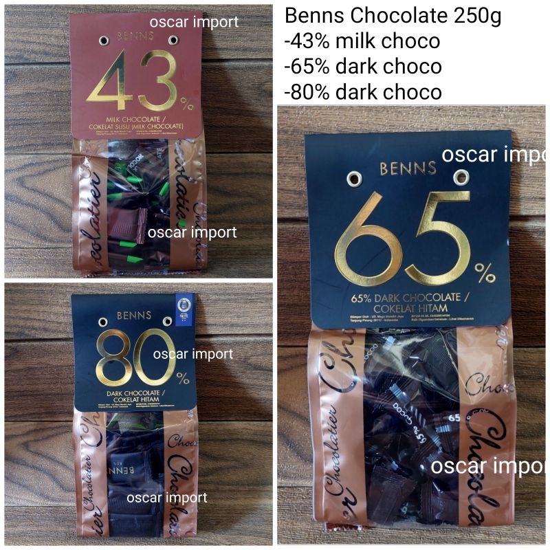 

Benns Chocolate 250g series milk dan dark cacao coklat hitam dan susu import malaysia coklat diet sehat