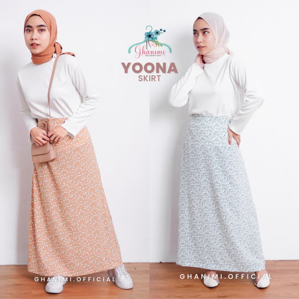 Ghanimi - Yoona Skirt / Rok Flower Korean Style / Rok motif / rok vintage / rok korea / rok span / rok daily / rok karet / bawahan kerja / rok casual formal / rok aestetik / rok panjang