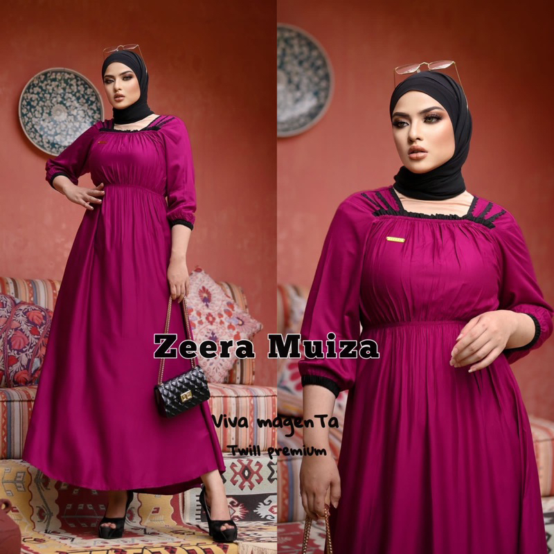 Daster Arab Zeera MUIZA Midi Dress Gamis Rayon Twill Premium Ori