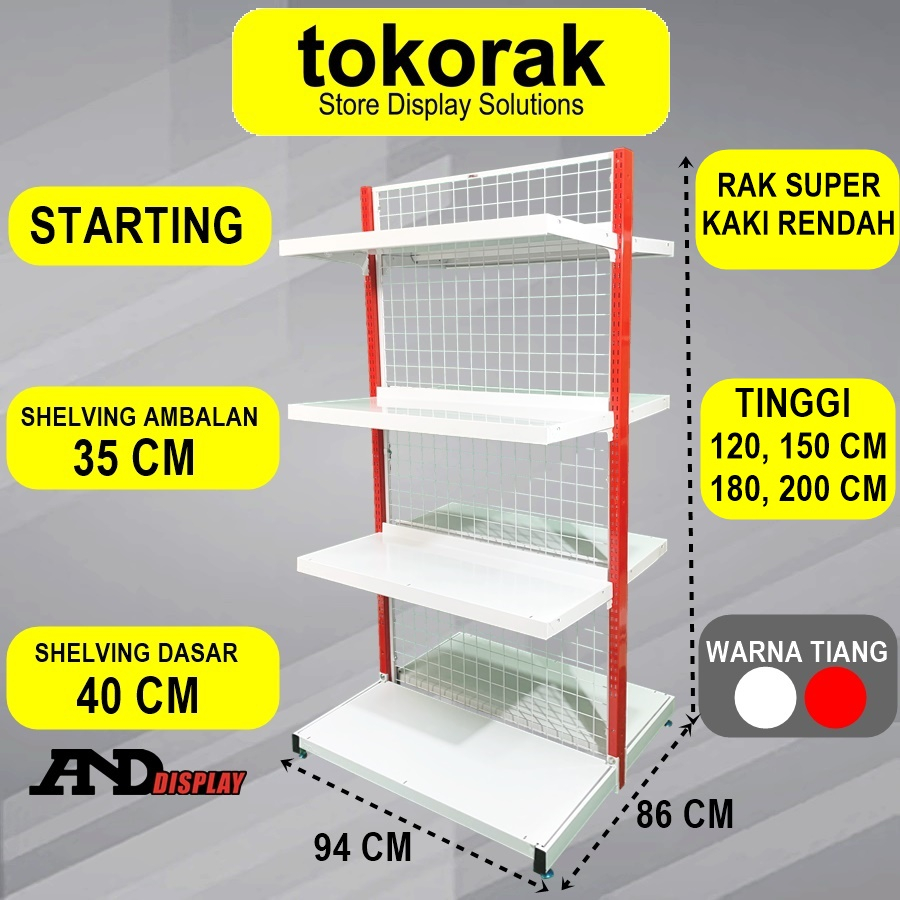 RAK MINIMARKET SUPERMARKET DOUBLE STARTING SUPER KR 35 CM RAK GONDOLA ISLAND ANDDISPLAY