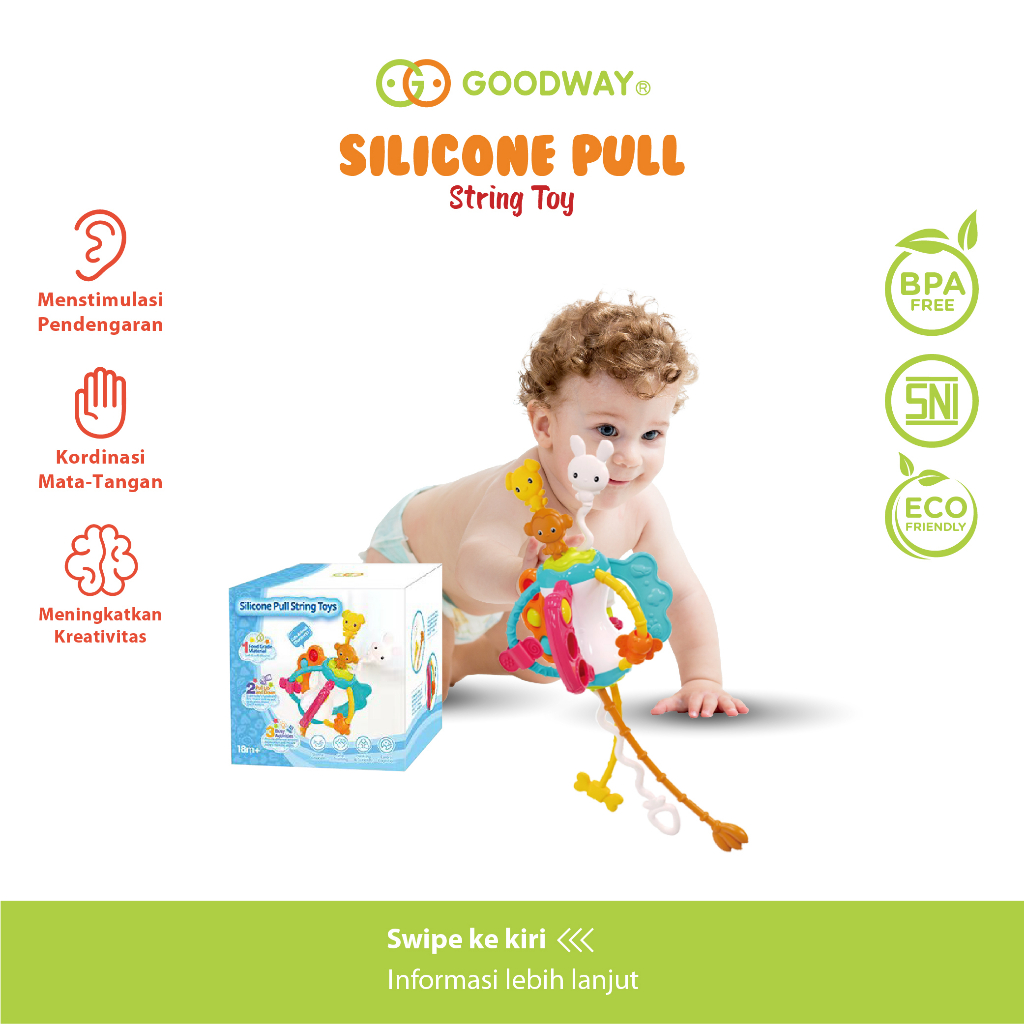 Goodway Silicone Pull String Toys/Gigitan Silicone/Mainan Silicone/Mainan Gigitan Anak BPA FREE