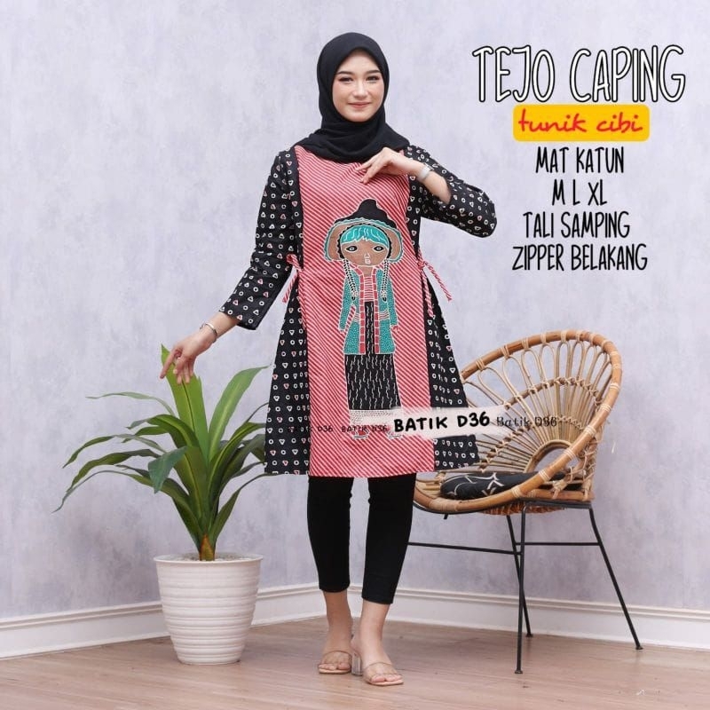 Tunik batik wanita tejo caping jumputan  Halus  baju kantoran