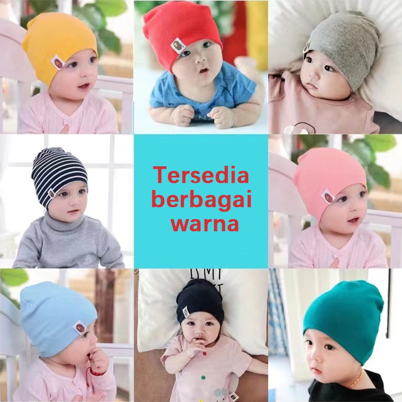 Topi anak polos pullover bahan lembut