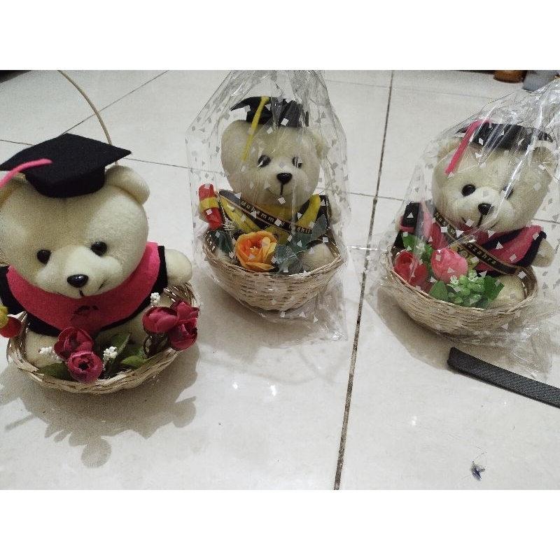 boneka wisuda keranjang
