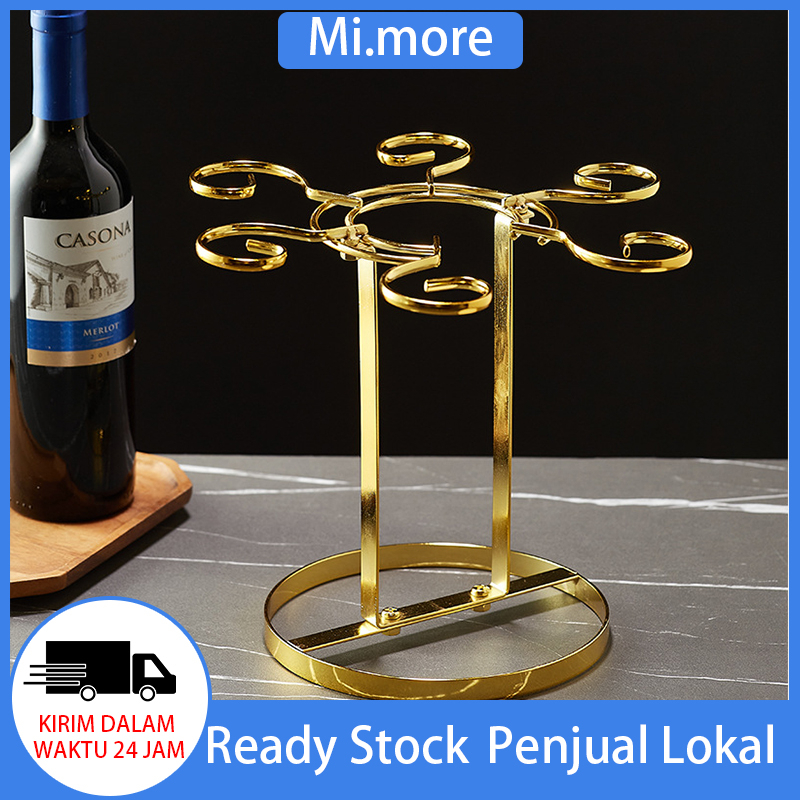 Mi.more Rak Gelas Wine Gantung Tempat Gold Cangkir Gelas Stand Tahan Lama Sturdy