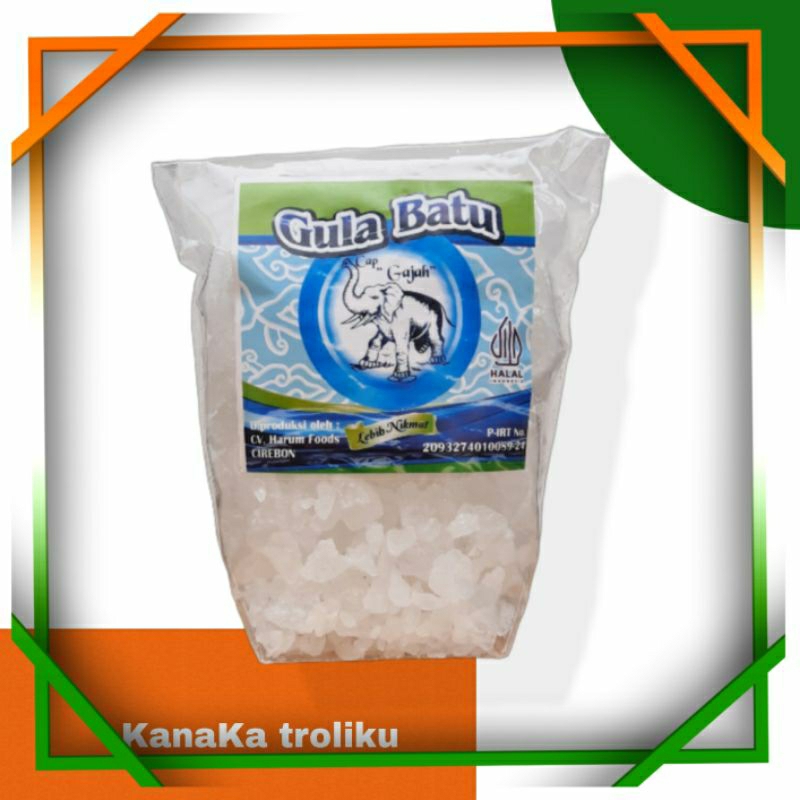 

Gula Batu Kristal kemasan Pouch 750gr Cap Gajah asli Cirebon