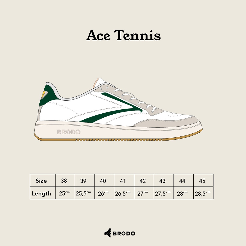 BRODO - Sneakers Ace Tennis Ivory Olive