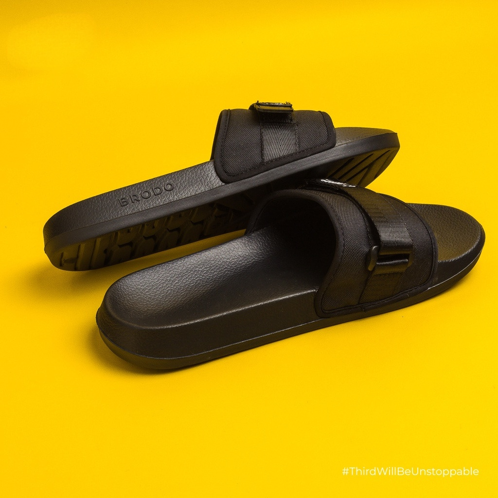 Sandal Broslides Dual Strap Full Black - Original Brodo Footwear