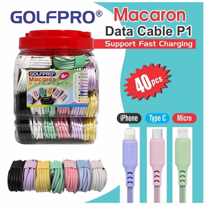 Pertoples isi 40pcs Kabel Data Macaron P1 Micro Type C Iphone PROMO SEN