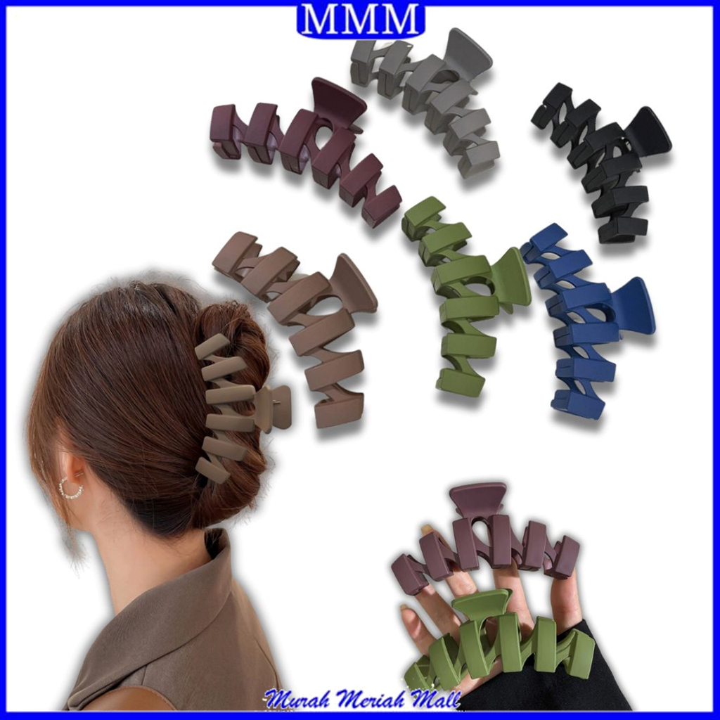 MMM Jepit Rambut Doff Motif Zigzag Jedai Rambut Wanita Besar Jepitan Rambut Salon Cepol Panjang Jumbo Matte Hair Claw Clip Women Aksesoris Rambut Wanita Fashion Korea Import