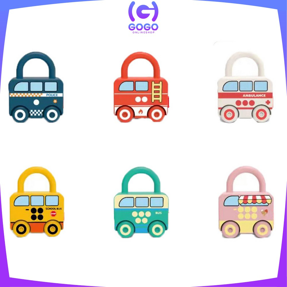 GOGO-M318 Mainan Puzzle Key Set Anak Mainan Kunci Gembok Motif Transportasi / Mainan Edukasi Anak Puzzle Matching Lock / Key Lock Car Kids Import