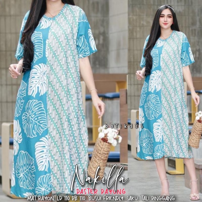 Daster adem rayon tebal murah batik pastel soft baju rumah wanita santai nyaman Manila seling batik warna pastel tali saku lengan mama mamah Tante ibu cewek 60 ribuan alesha