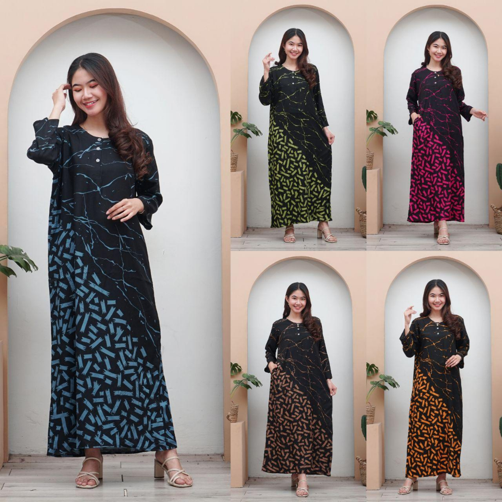 Longdress Batik OLIVIA daster santai busui Daster cantik daster kancing depan