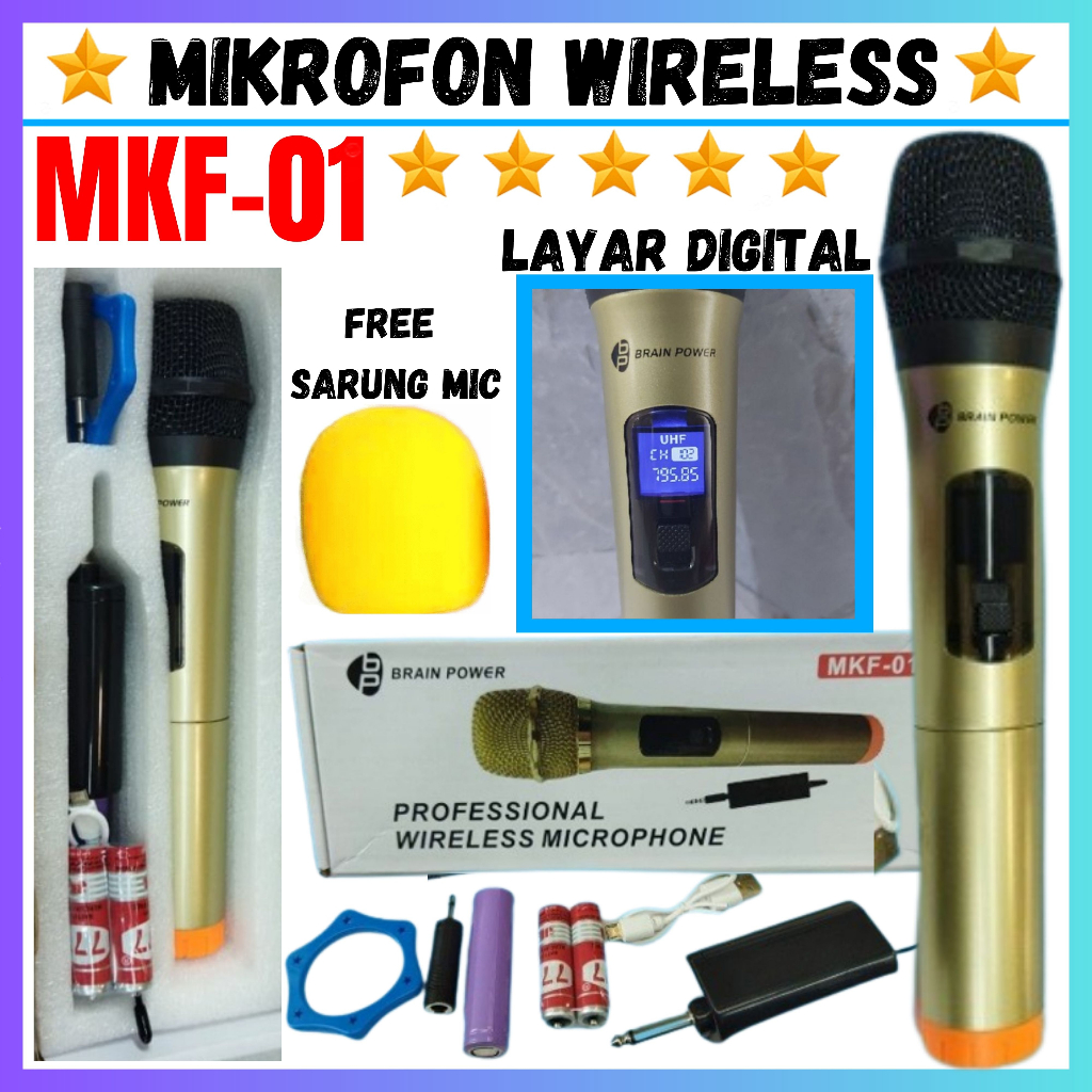 Mic Profesional Wireless Microphone mic tanpa kabel brain power MKF-01/ Microphone wireless single t