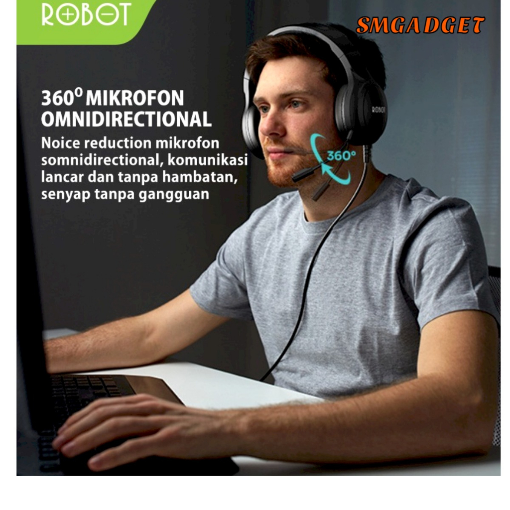 ROBOT RH-P20 Headphone Headset Profesional With Microphone Jack 3.5mm