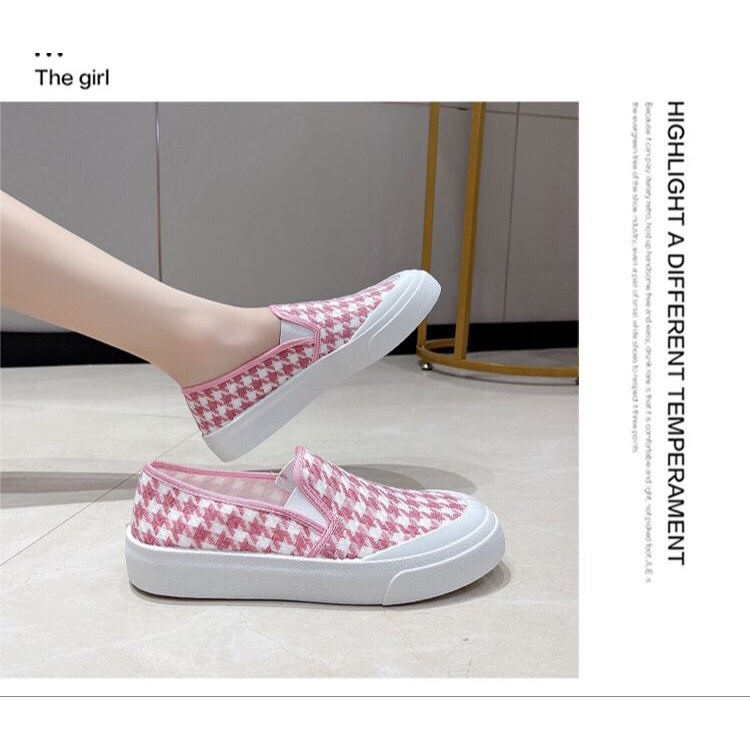 TG1728 Sepatu Slip On Wanita  Motif Zigzag / Sepatu Sneakers Wanita