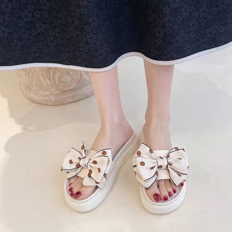 Sandal Flat Wanita Pita Kain Polkadot Rubber Import Winola Collection WNL 2205-S2