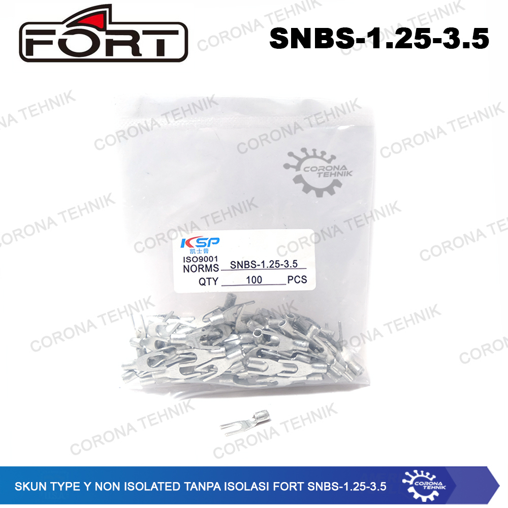 For Cable 0.25 - 1.5 mm Skun Type Y Non Isolated Tanpa Isolasi FORT SNBS-1.25-3.5